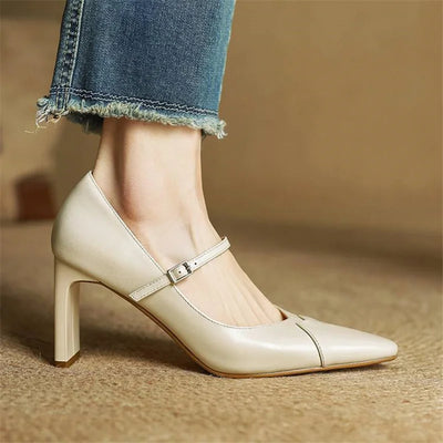 Emily Genuine Leather Heels - Lunavitae