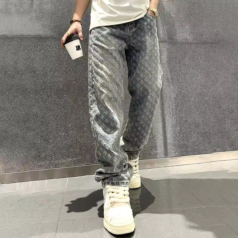 ORION JACQUARD DENIM JEANS - Lunavitae