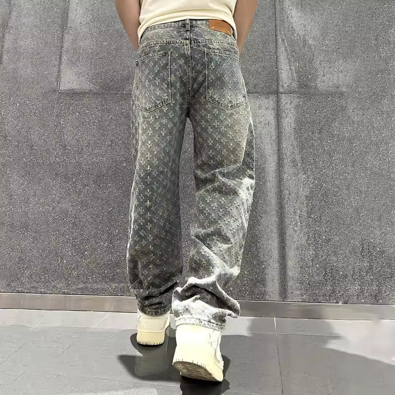 ORION JACQUARD DENIM JEANS - Lunavitae