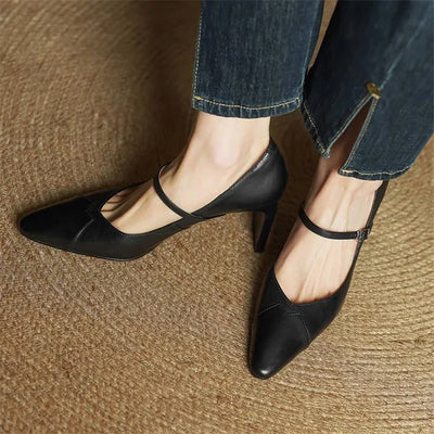 Emily Genuine Leather Heels - Lunavitae