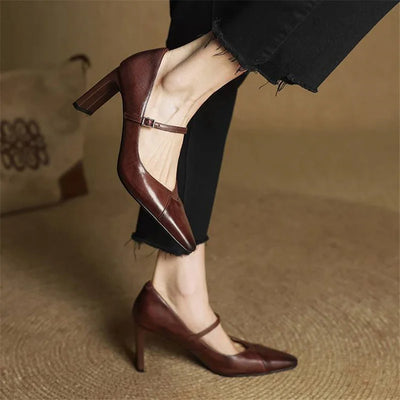 Emily Genuine Leather Heels - Lunavitae