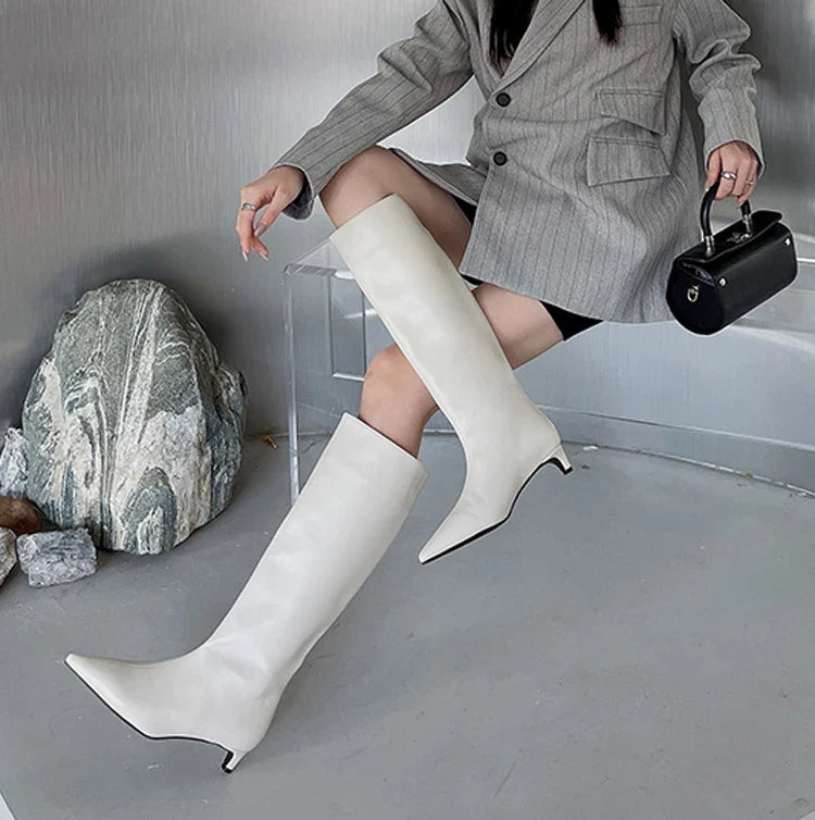 NINA | Ladies Genuine Leather Kitten Heel Boots
