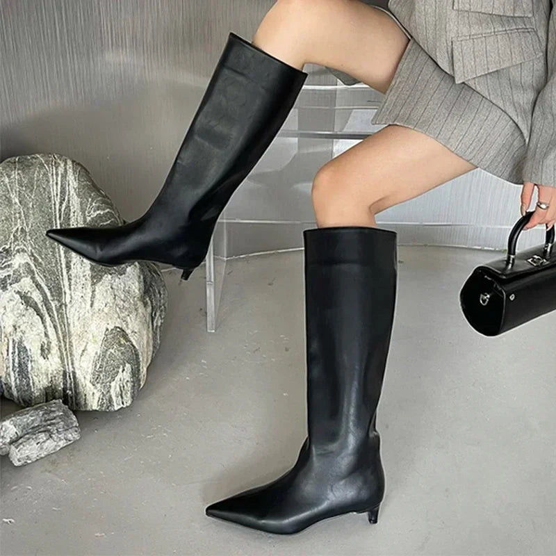 NINA | Ladies Genuine Leather Kitten Heel Boots