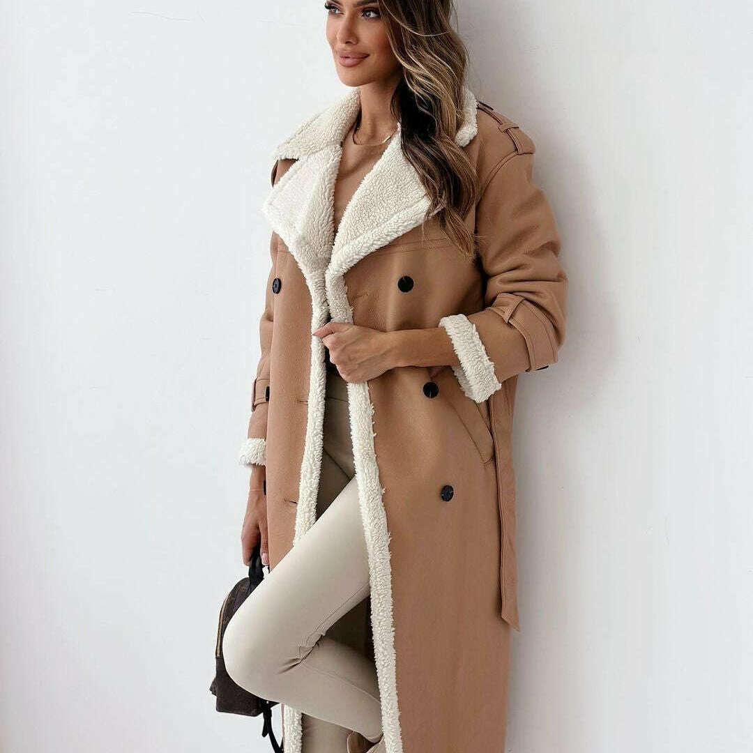 Monroe | Womens Luxury Teddy Coat Khaki