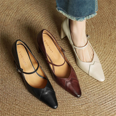 Emily Genuine Leather Heels - Lunavitae