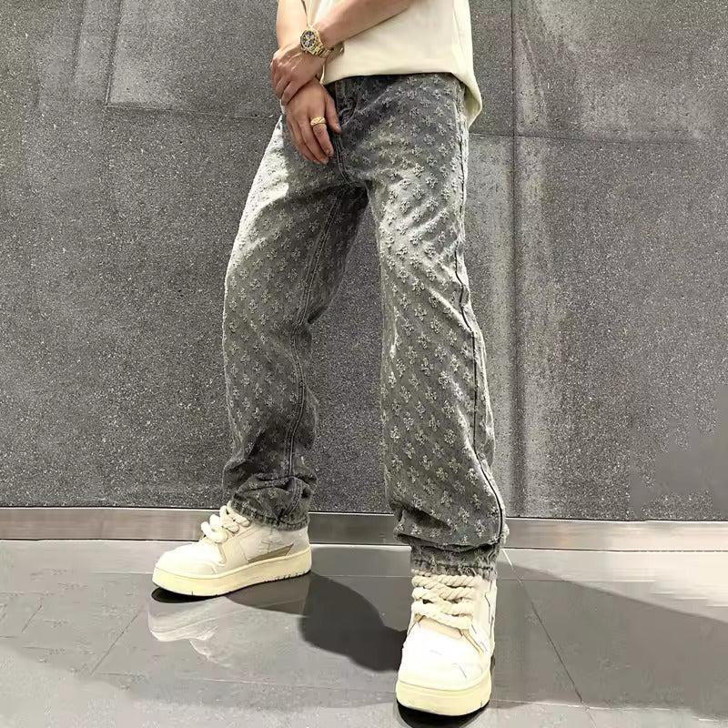 ORION JACQUARD DENIM JEANS - Lunavitae