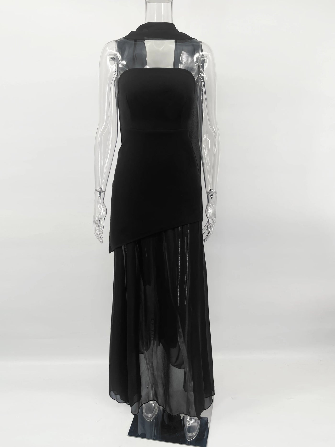 Women’s Strapless Mesh Dress – Ribbon Detail, Beach Style - Lunavitae