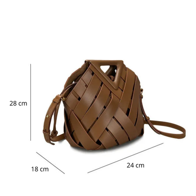 Woven-Style Leather Basket Bag