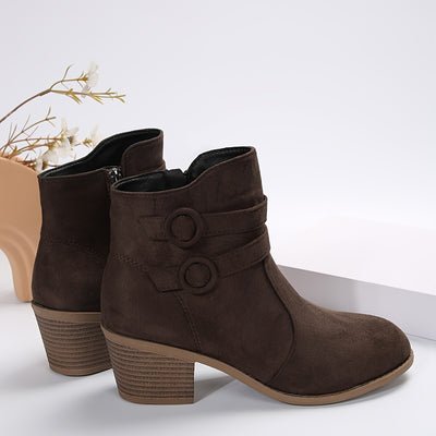 Women’s Solid Pointed-Toe Block Heel Boots – Zipper Closure - Lunavitae
