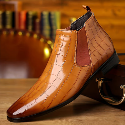 Men’s Square-Toe Chelsea Boots – Anti-Skid Office Style - Lunavitae