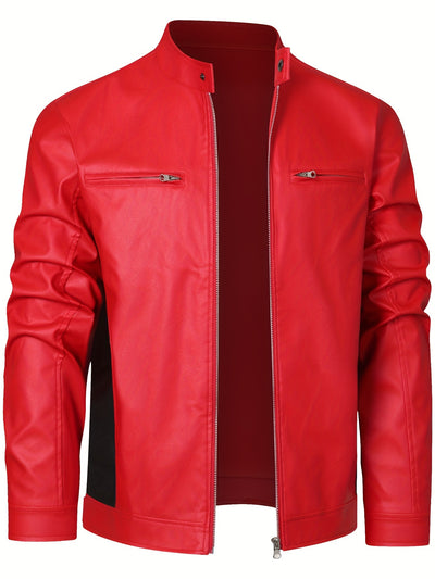 Men’s Stand Collar Windproof Motorcycle Jacket - Lunavitae