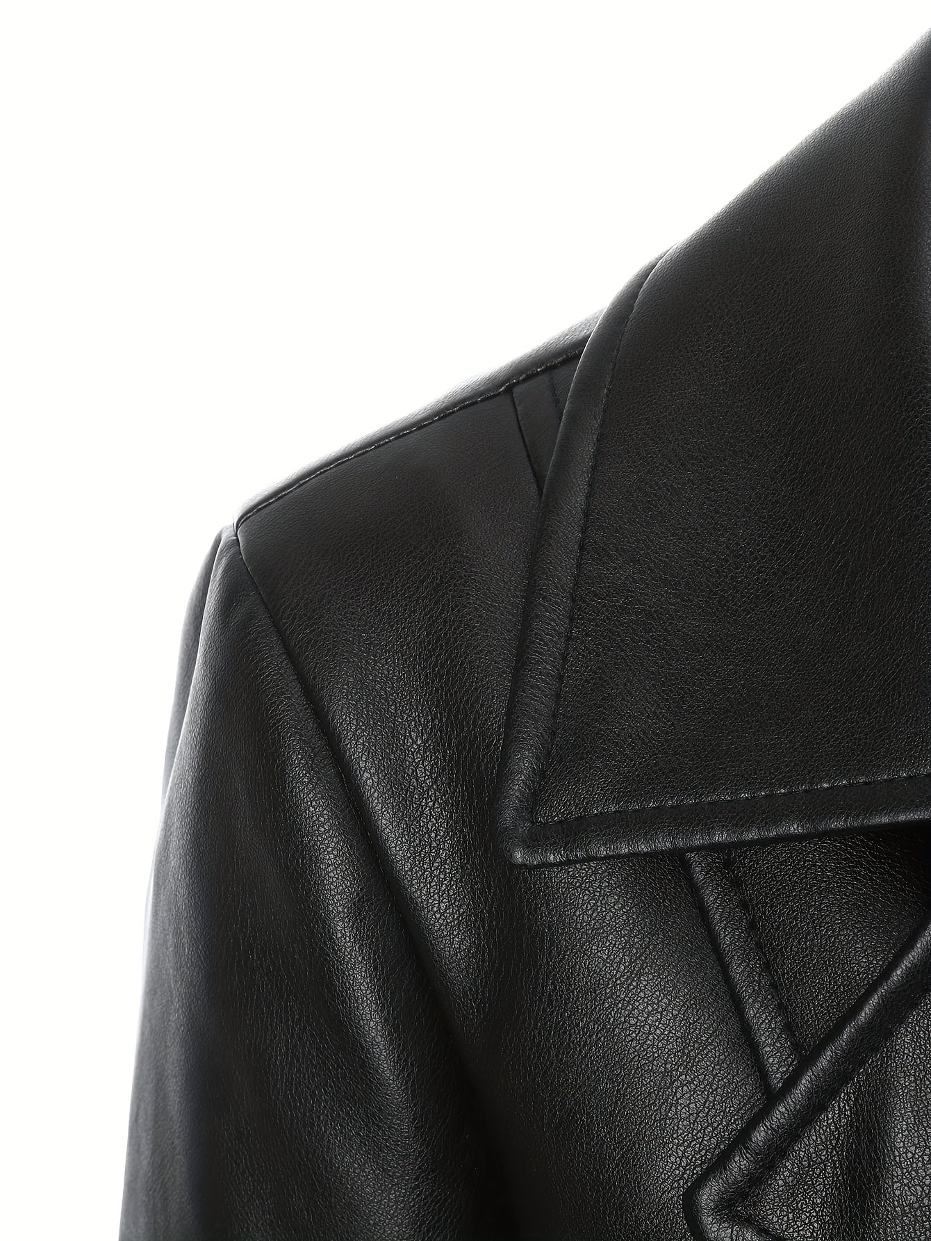 Slim-Fit Faux Leather Jacket – Mid-Length A-Line - Lunavitae