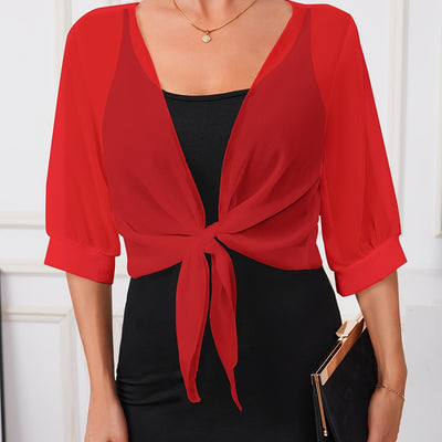 Sheer Tie-Front Shawl – Lightweight & Elegant Wrap - Lunavitae