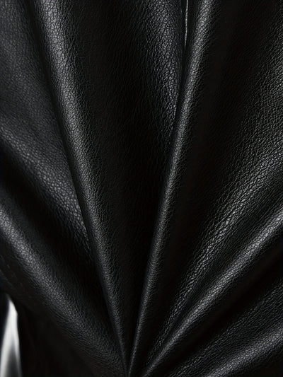 Slim-Fit Faux Leather Jacket – Mid-Length A-Line - Lunavitae