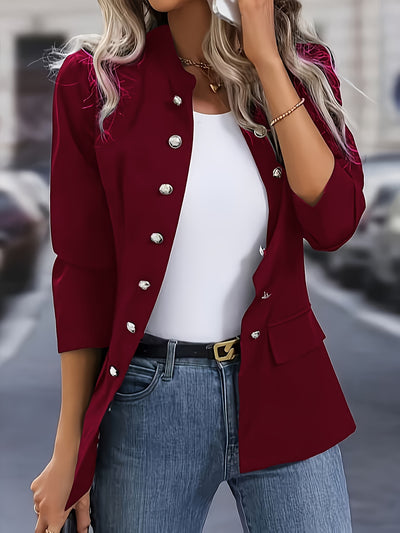 Double-Breasted Blazer – Long Sleeve, Chic Fit - Lunavitae