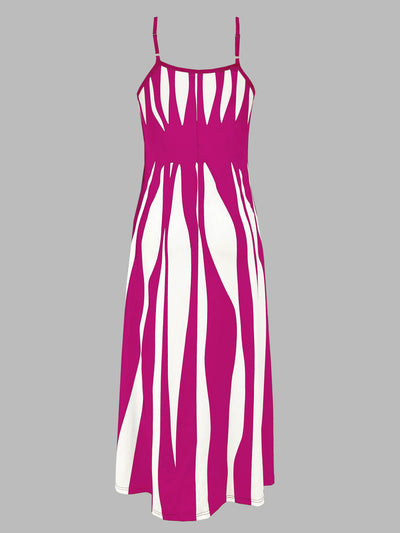 Striped V-Neck Cami Dress – Sleeveless & Chic - Lunavitae