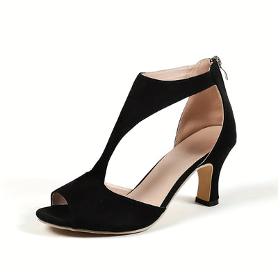 Peep Toe Kitten Heels – Back Zip, Summer Style - Lunavitae