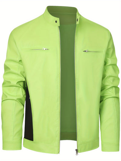 Men’s Stand Collar Windproof Motorcycle Jacket - Lunavitae