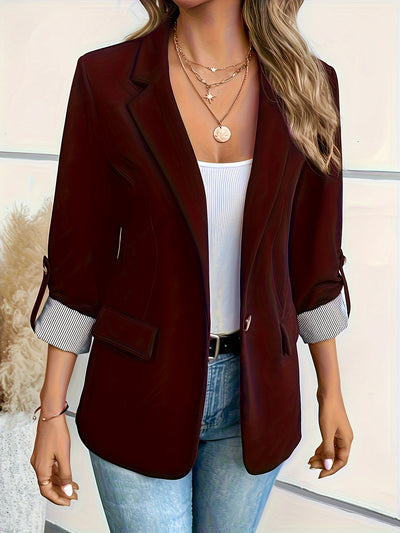 Light Blue Blazer – Double-Breasted, 3/4 Sleeve - Lunavitae