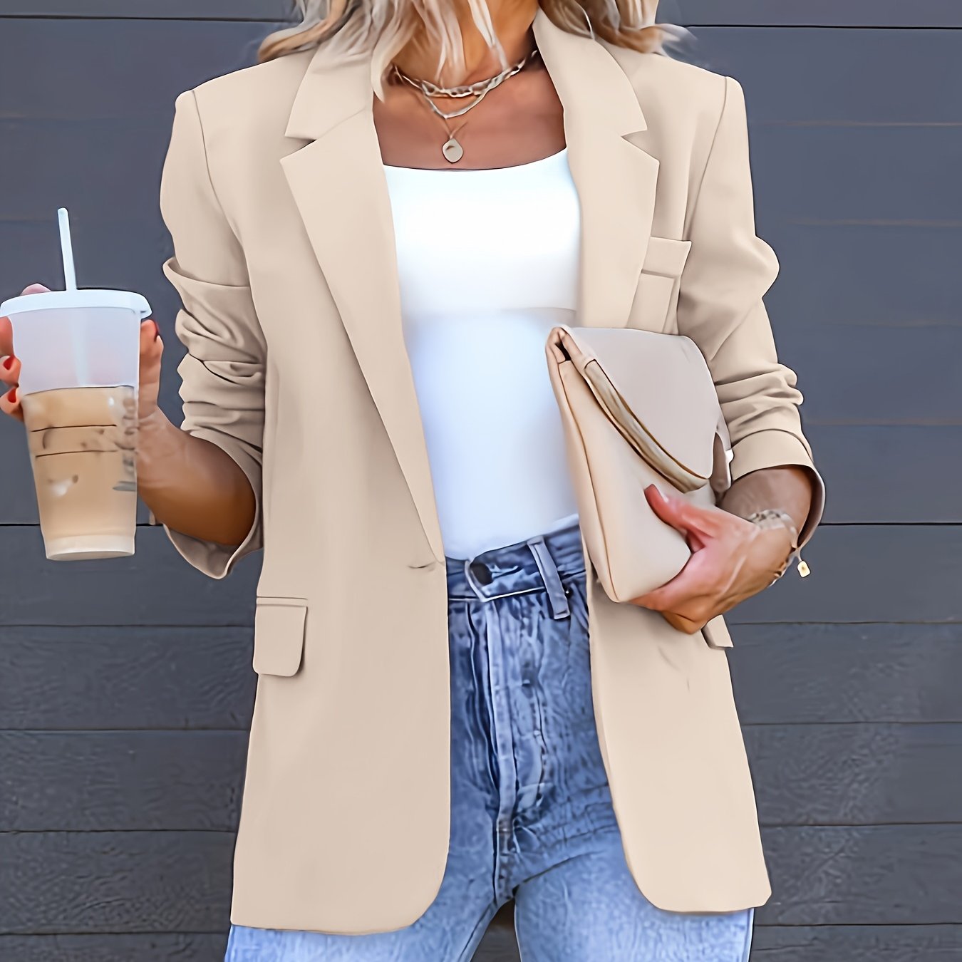 Single-Button Blazer – Tailored Fit, Long Sleeve - Lunavitae