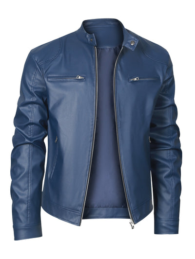 Men’s Stand Collar Windproof Motorcycle Jacket - Lunavitae