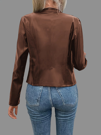 Elegant Black PU Jacket – Chic Fall/Winter Style - Lunavitae