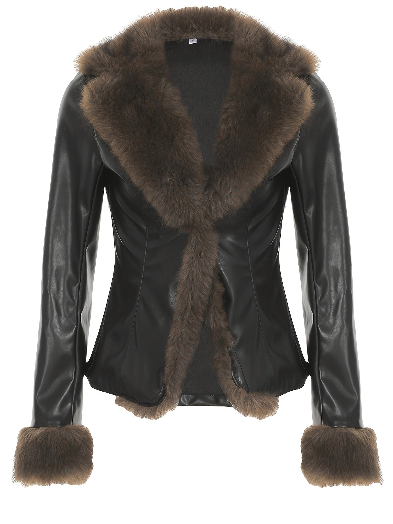 Retro PU Jacket – Faux Fur Trim Winter Slim Coat - Lunavitae