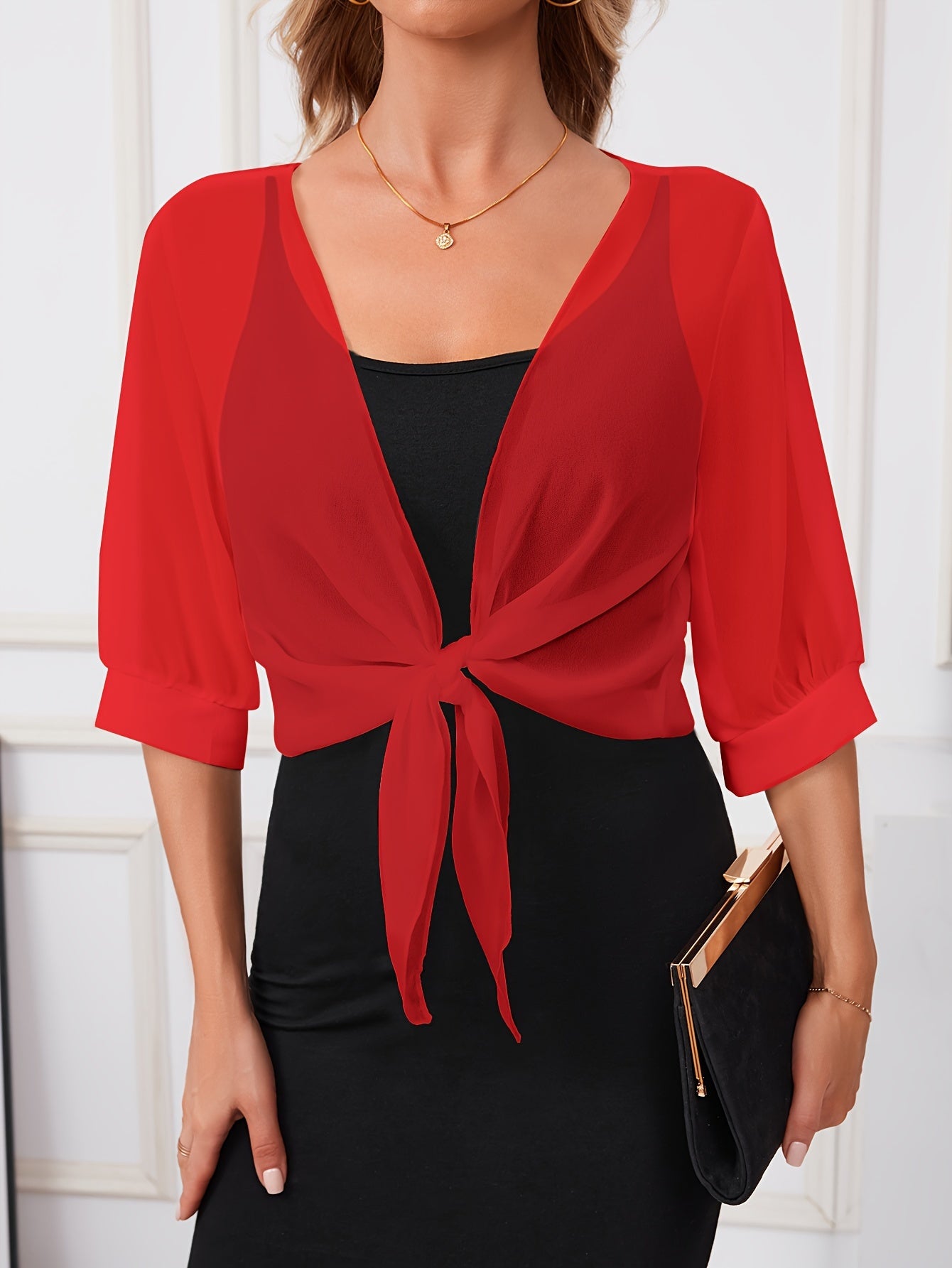Sheer Tie-Front Shawl – Lightweight & Elegant Wrap - Lunavitae