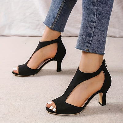 Peep Toe Kitten Heels – Back Zip, Summer Style - Lunavitae