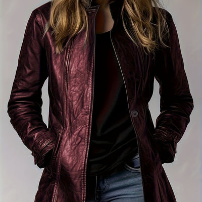 Black Faux Leather Jacket – Glossy Chic All-Season - Lunavitae