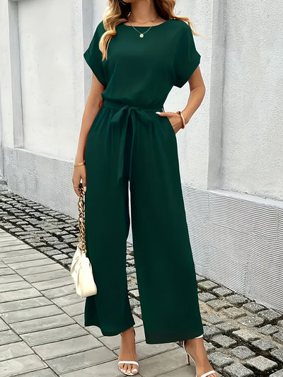 Summer Jumpsuit – Short Sleeve, Wide-Leg Fit - Lunavitae