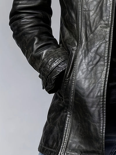 Black Faux Leather Jacket – Glossy Chic All-Season - Lunavitae