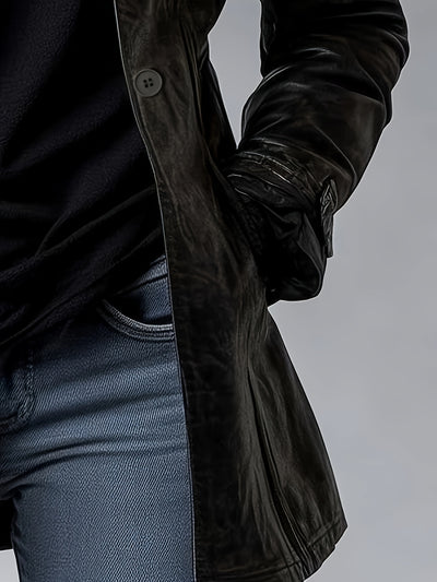 Black Faux Leather Jacket – Glossy Chic All-Season - Lunavitae