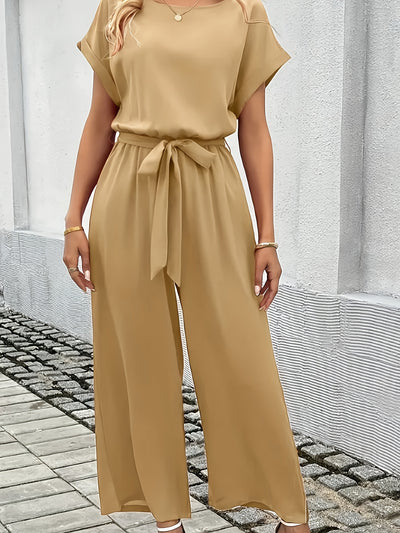 Summer Jumpsuit – Short Sleeve, Wide-Leg Fit - Lunavitae