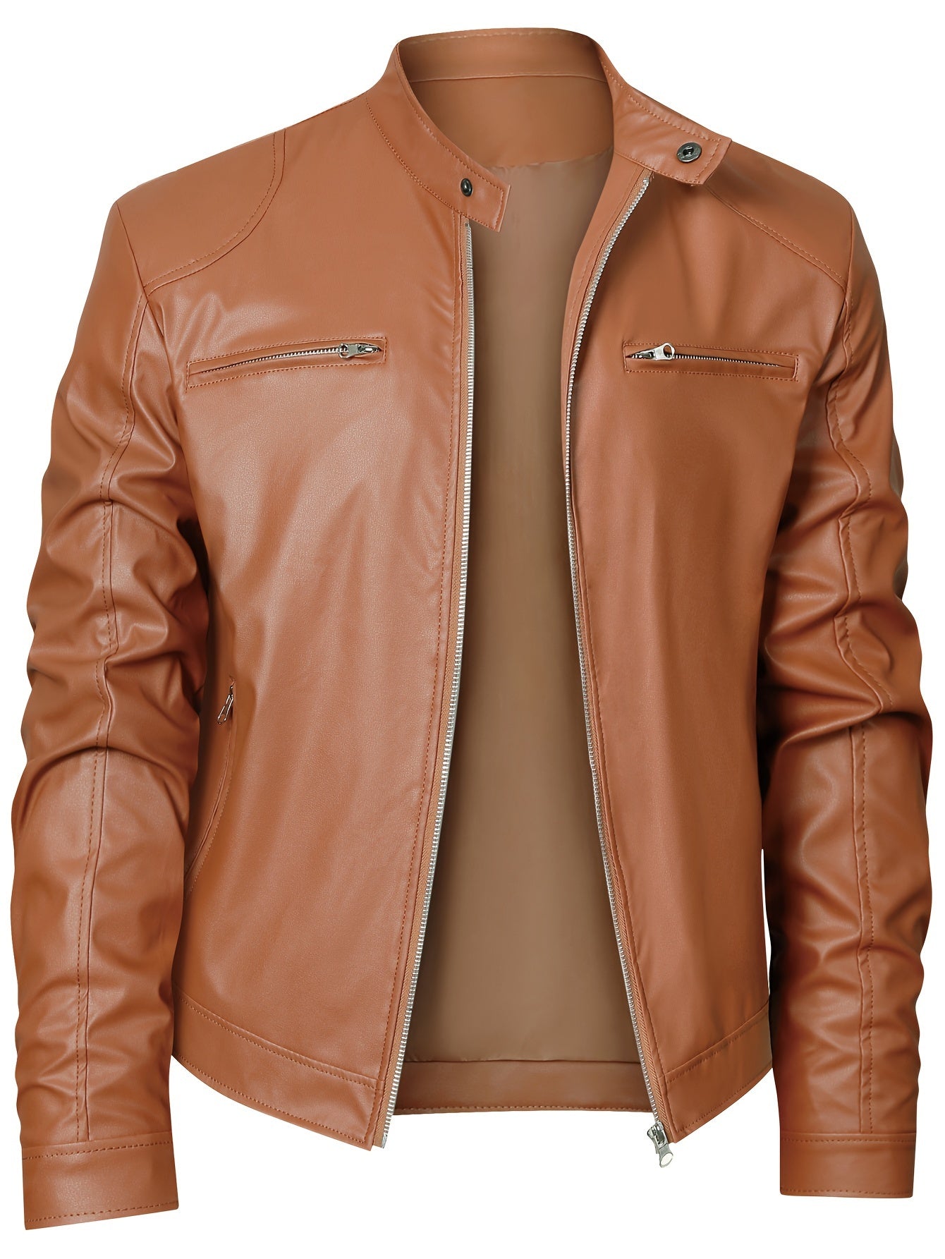 Men’s Stand Collar Windproof Motorcycle Jacket - Lunavitae