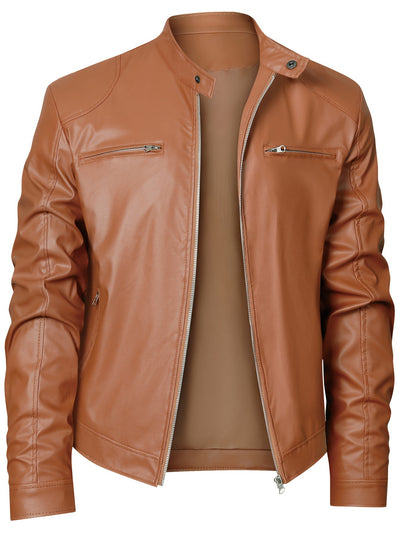 Men’s Stand Collar Windproof Motorcycle Jacket - Lunavitae