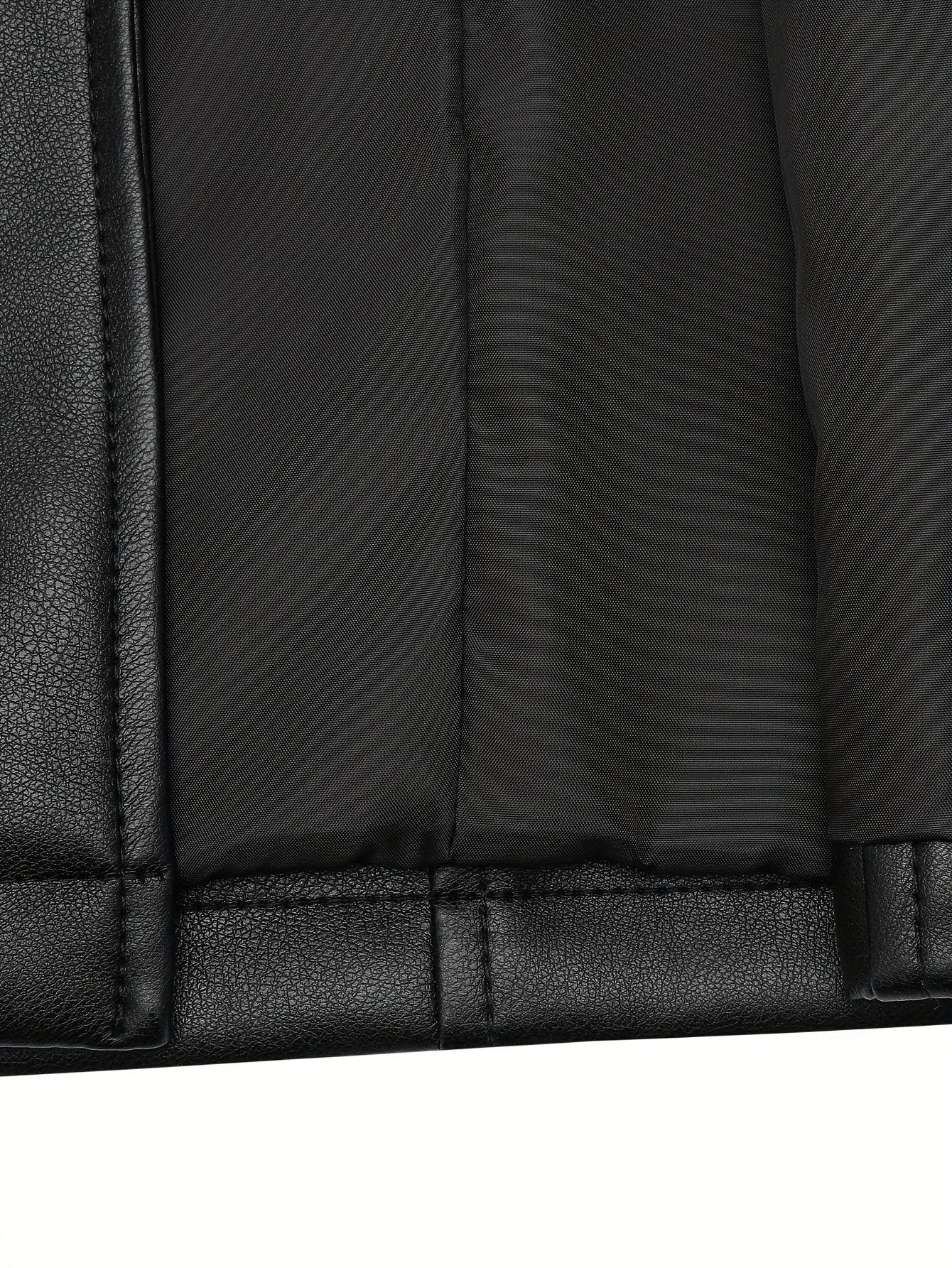 Slim-Fit Faux Leather Jacket – Mid-Length A-Line - Lunavitae
