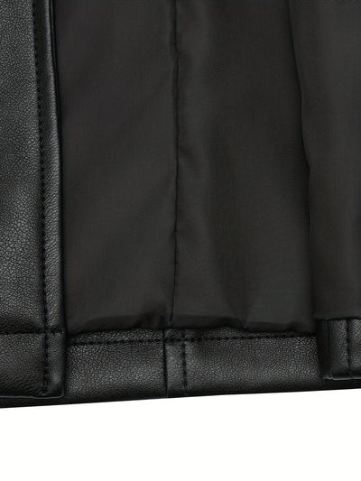 Slim-Fit Faux Leather Jacket – Mid-Length A-Line - Lunavitae