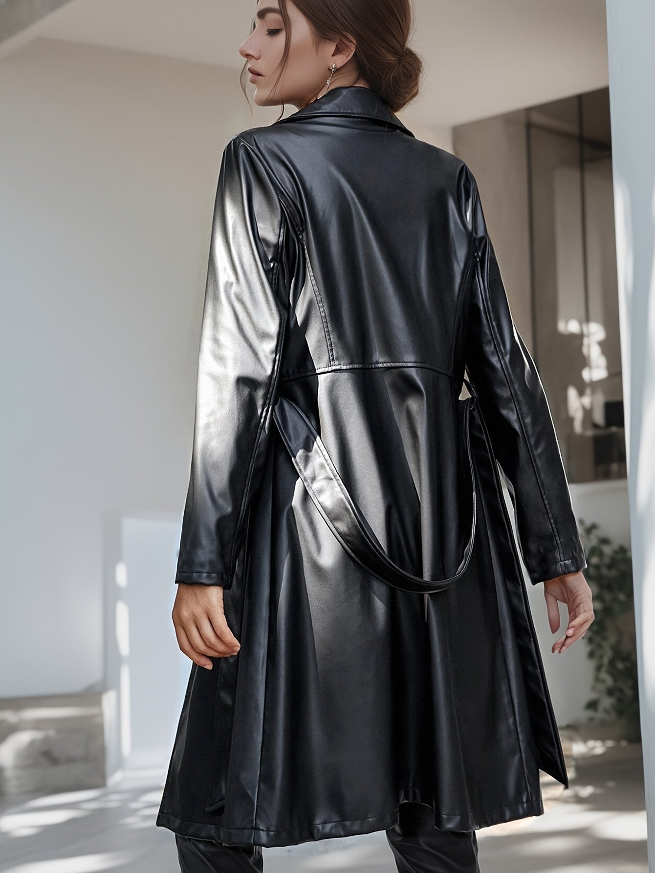 Faux Leather Belted Coat – Plus Size Outerwear - Lunavitae