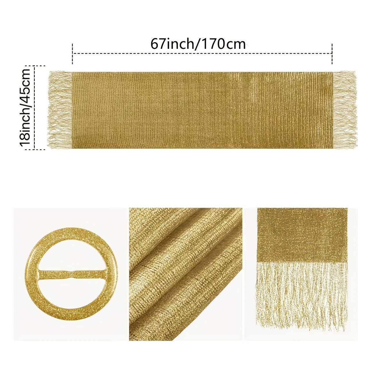 Sparkling Metallic Shawl – Tassel Wrap with Buckle - Lunavitae