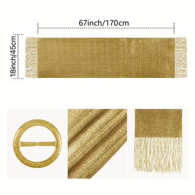 Sparkling Metallic Shawl – Tassel Wrap with Buckle - Lunavitae