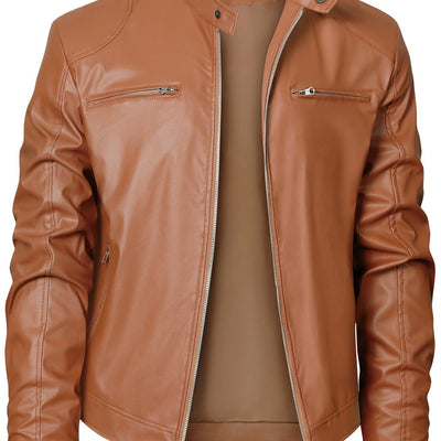 Men’s Stand Collar Windproof Motorcycle Jacket - Lunavitae