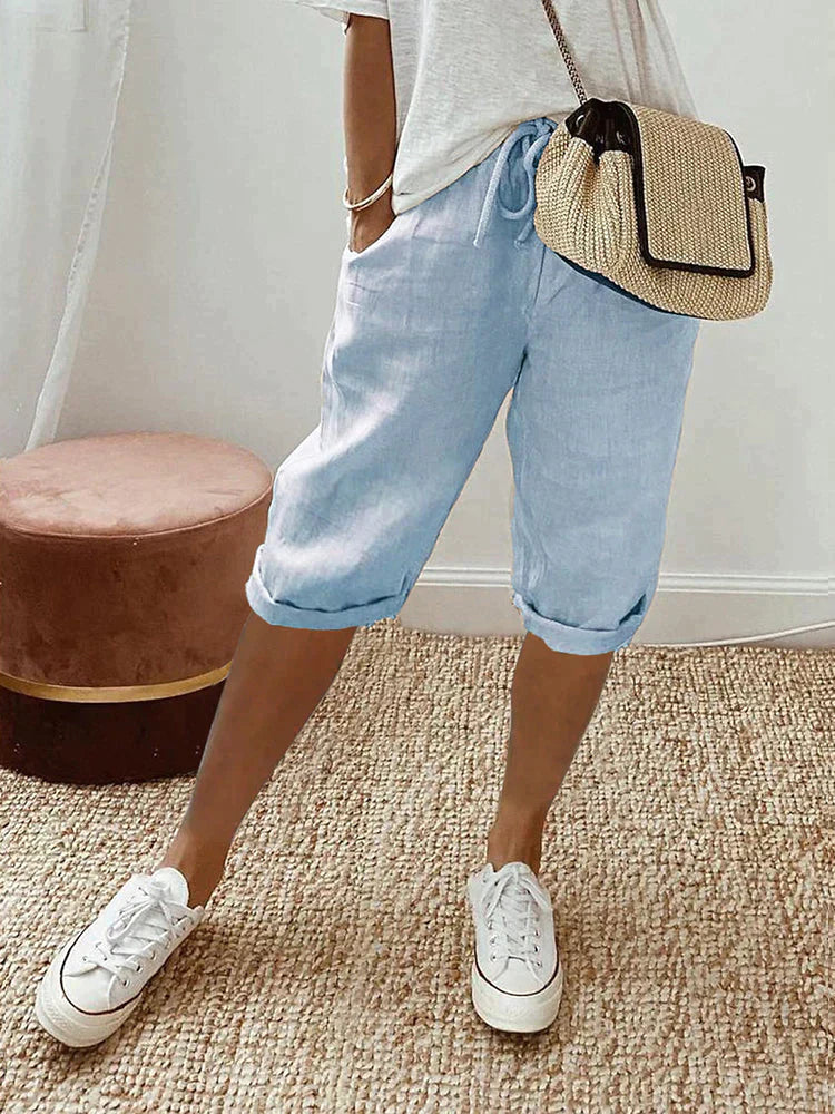 Mae – Light Cotton-Linen Shorts - Lunavitae