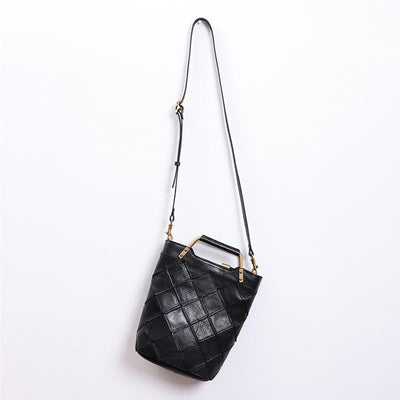 Retro Plaid Leather Shoulder Handbag