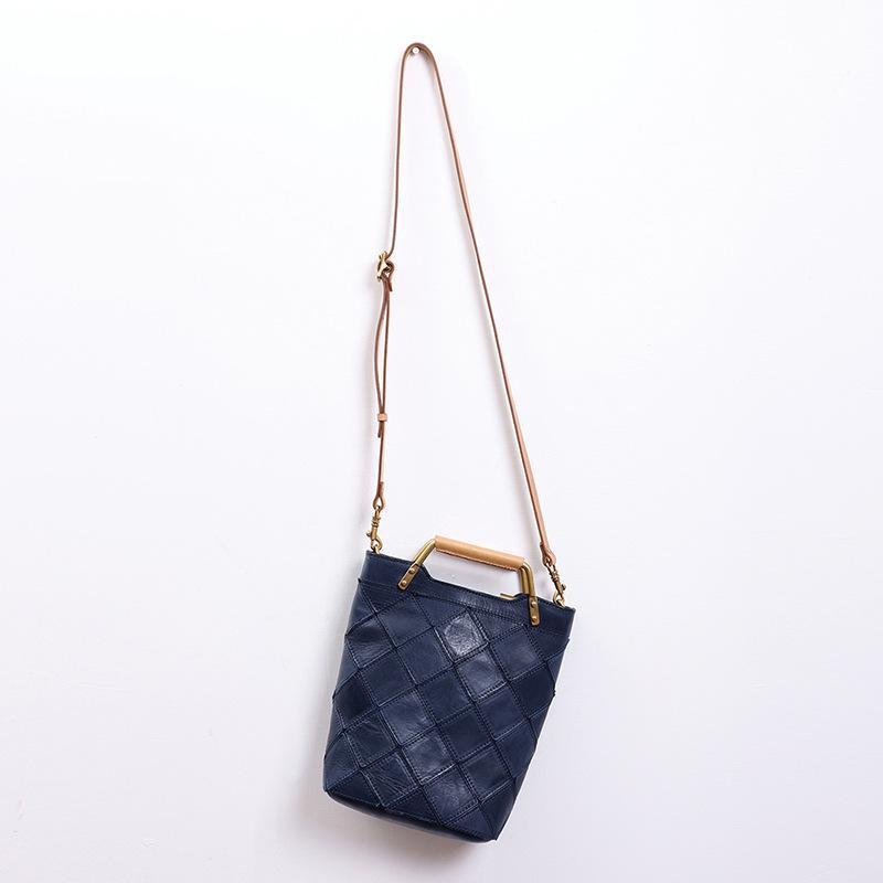 Retro Plaid Leather Shoulder Handbag