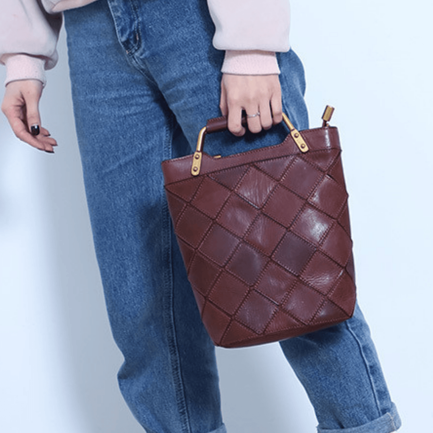Retro Plaid Leather Shoulder Handbag