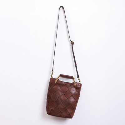 Retro Plaid Leather Shoulder Handbag