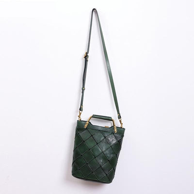 Retro Plaid Leather Shoulder Handbag