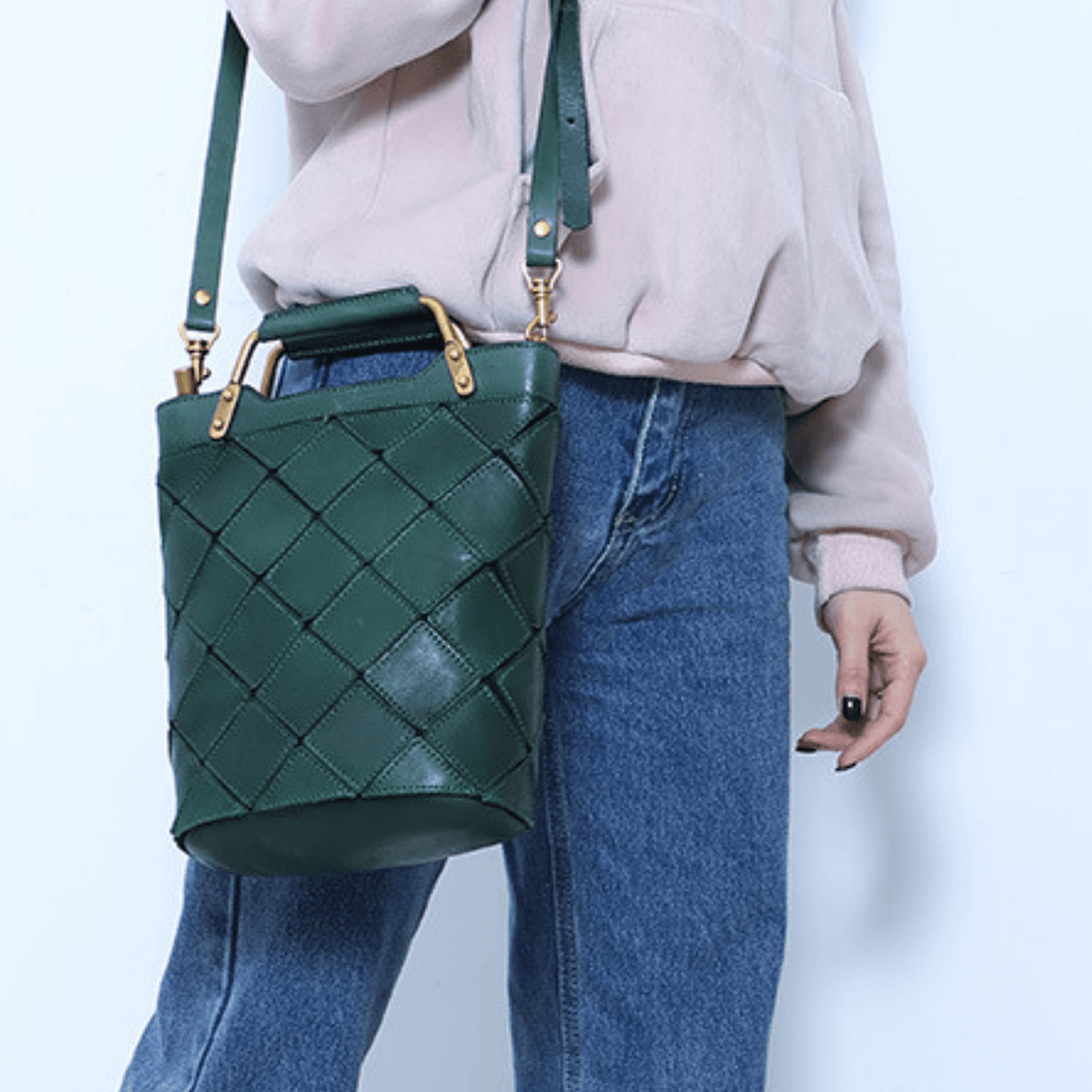 Retro Plaid Leather Shoulder Handbag